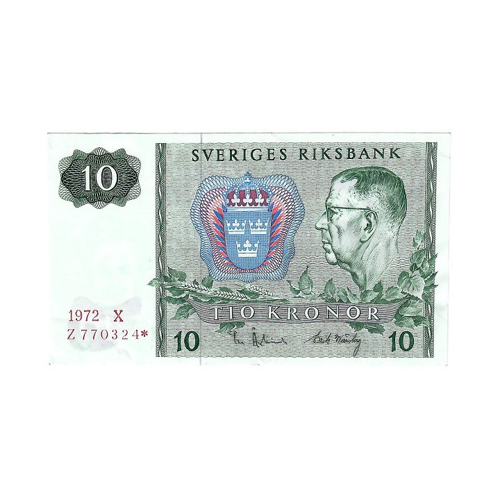 Sweden 10 Kronor 1972 REPLACEMENT P52c.2r XF