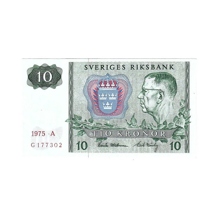 Sweden 10 Kronor 1975 P52c.3 UNC