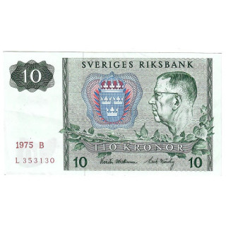 Sweden 10 Kronor 1975 P52c.3 XF