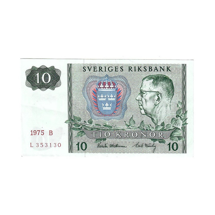 Sweden 10 Kronor 1975 P52c.3 XF
