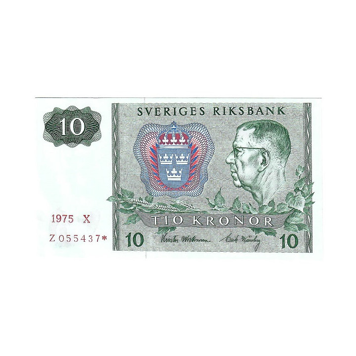 Sweden 10 Kronor 1975 REPLACEMENT P-52c.3r UNC