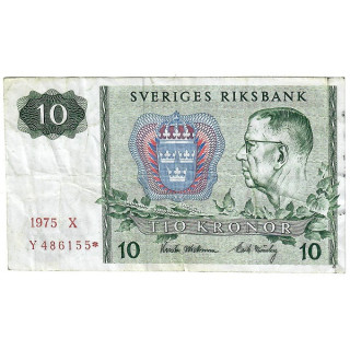 Sweden 10 Kronor 1975 REPLACEMENT P-52c.3r VF