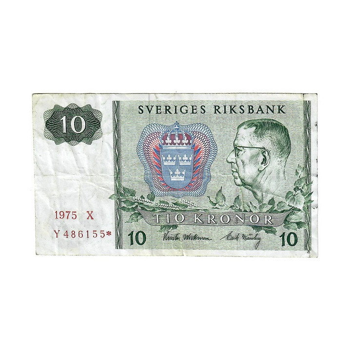 Sweden 10 Kronor 1975 REPLACEMENT P-52c.3r VF