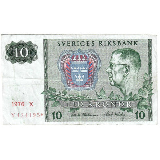 Sweden 10 Kronor 1976 REPLACEMENT P-52d.1r VF