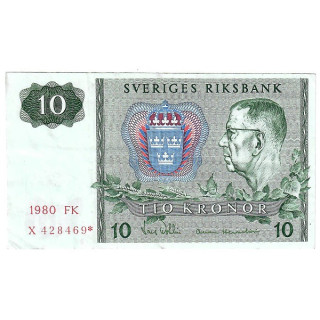 Sweden 10 Kronor 1980 REPLACEMENT P-52e.1r XF