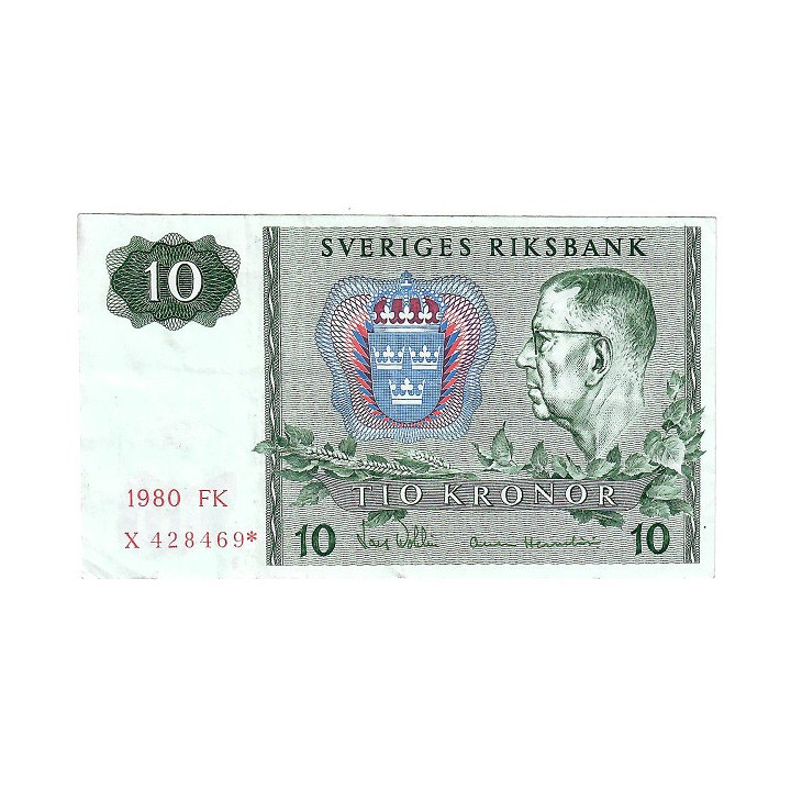 Sweden 10 Kronor 1980 REPLACEMENT P-52e.1r XF