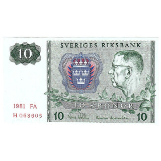 Sweden 10 Kronor 1981 P52e.2 UNC
