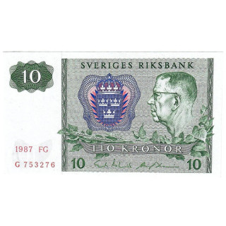 Sweden 10 Kronor 1987 P52e.5 UNC