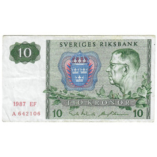 Sweden 10 Kronor 1987 P52e.5 VF