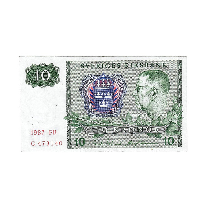 Sweden 10 Kronor 1987 P52e.5 XF