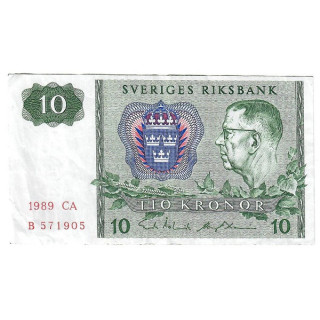 Sweden 10 Kronor 1989 P-52e.7 VF