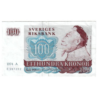 Sweden 100 Kronor 1974 P54b.3 VF