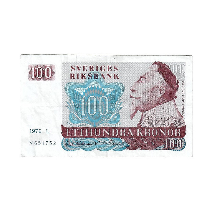 Sweden 100 Kronor 1976 P54b.4 VF