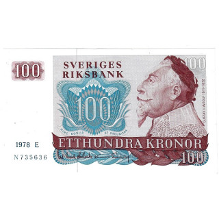 Sweden 100 Kronor 1978 P54c.1 UNC