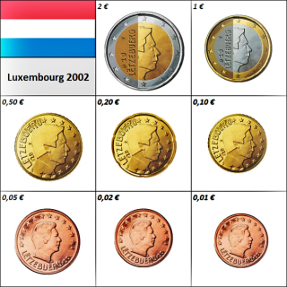 Luxembourg Euro Set (3,88€) 2002 UNC