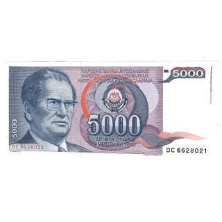 Yugoslavia 5000 Dinara 1985 P-93a UNC