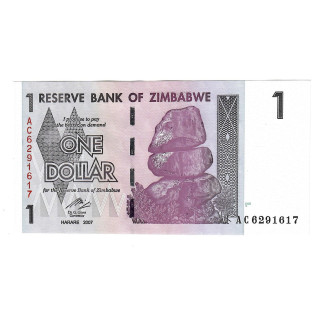 Zimbabwe 1 Dollar 2007 P-65 UNC