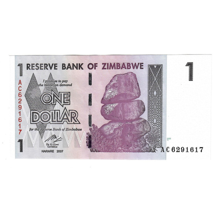 Zimbabwe 1 Dollar 2007 P-65 UNC