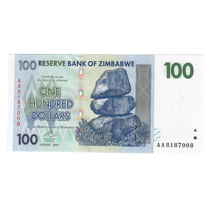 Zimbabwe 100 Dollars 2007 P-69a UNC