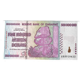 Zimbabwe 500 Million Dollars 2008 P-82a UNC