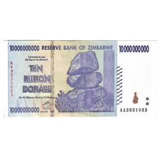 Zimbabwe 10 Billion Dollars 2008 P-85a XF