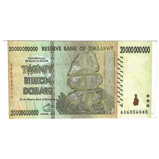Zimbabwe 20 Billion Dollars 2008 P-86a XF