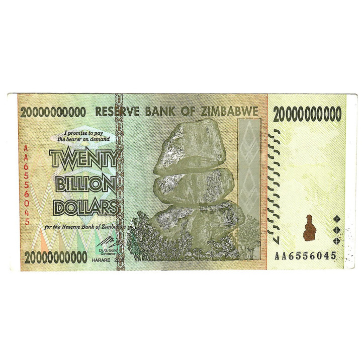 Zimbabwe 20 Billion Dollars 2008 P-86a XF