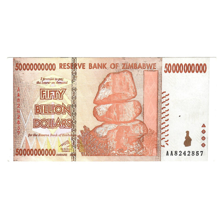 Zimbabwe 50 Billion Dollars 2008 P-87a XF