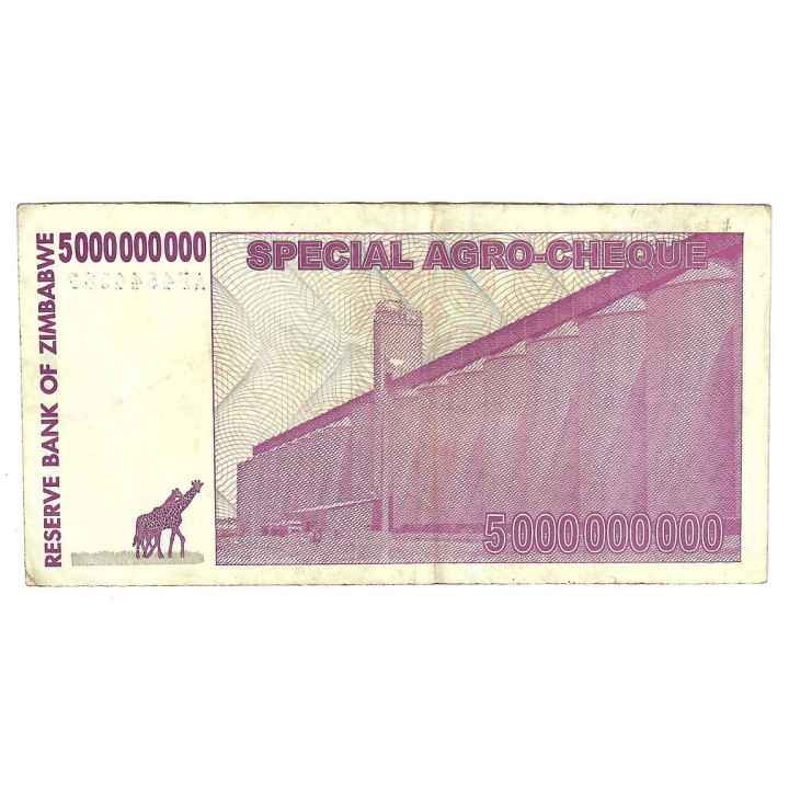 Zimbabwe 5 Billion Dollars 2008 P-61 VF