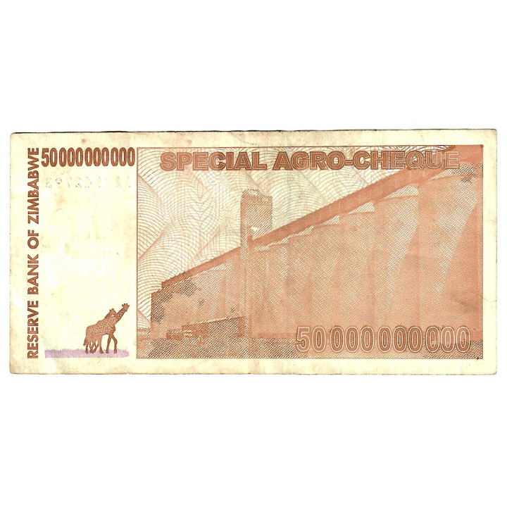 Zimbabwe 50 Billion Dollars 2008 P-63 VF
