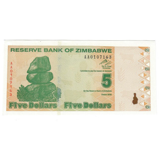 Zimbabwe 5 Dollars 2009 P-93 UNC