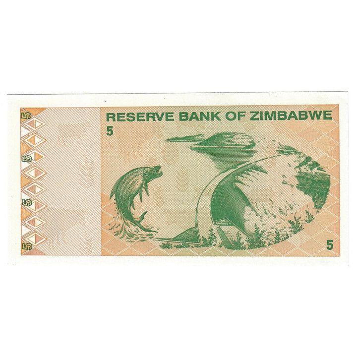 Zimbabwe 5 Dollars 2009 P-93 UNC