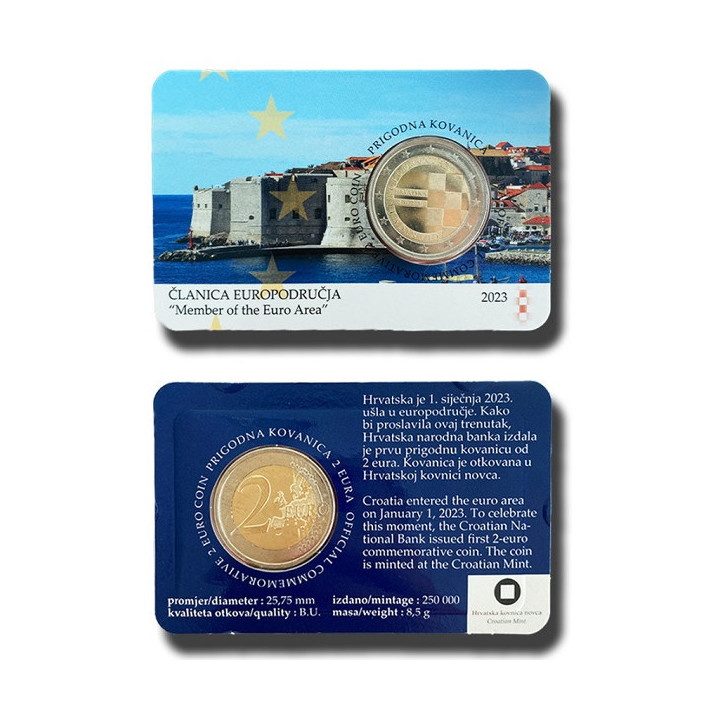 Croatia 2 Euro 2023 "Euro" UNC (Coin Card)