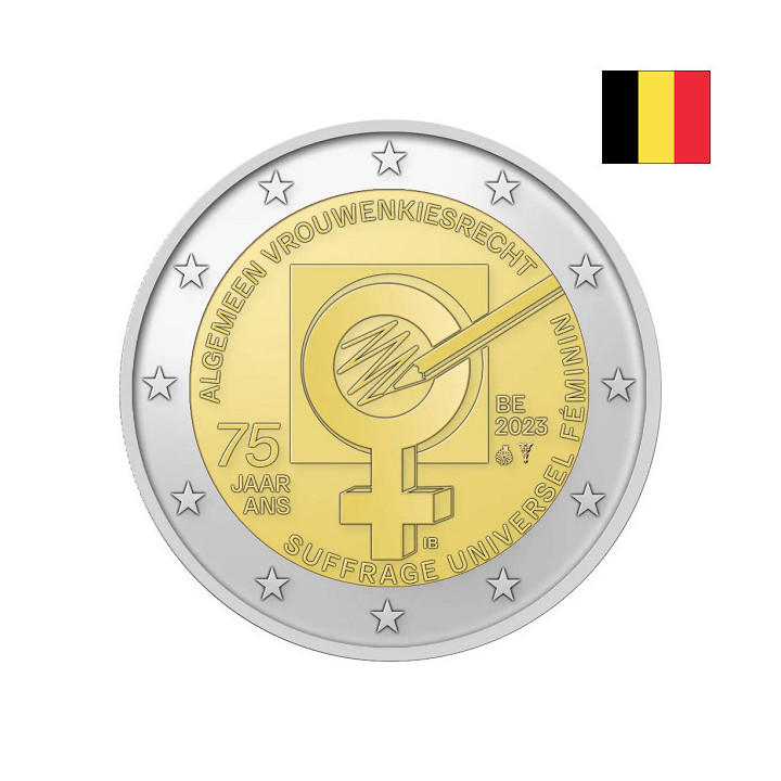 Belgium 2 Euro 2023 "Women's Suffrage" BU (Dutch, Coin Card)