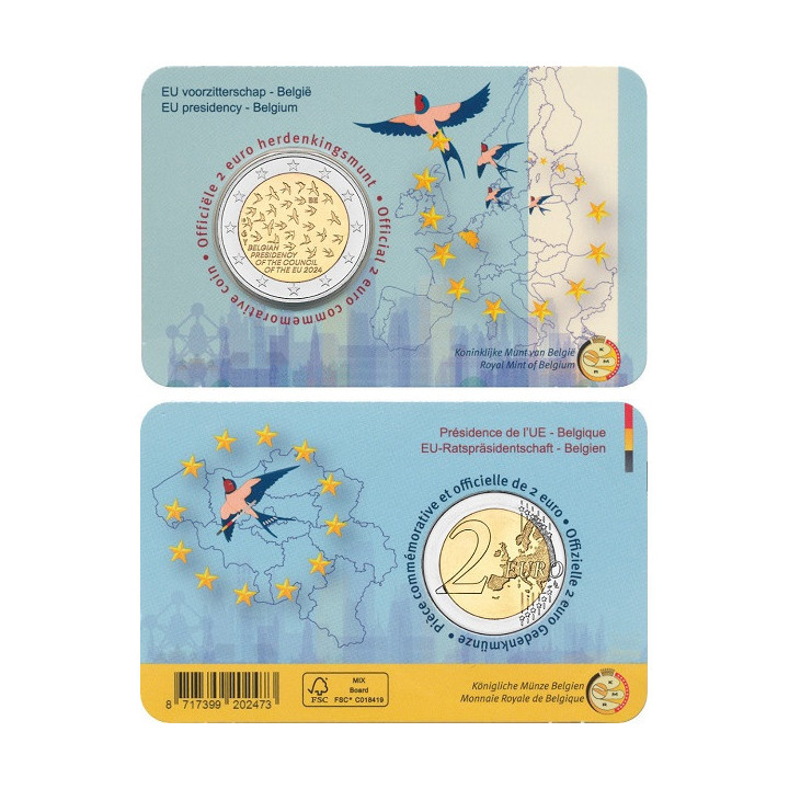 Belgium 2 Euro 2024 "Presidency" BU (Dutch, Coin Card)