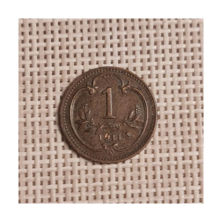 Austria 1 Heller 1911 KM-2800 VF