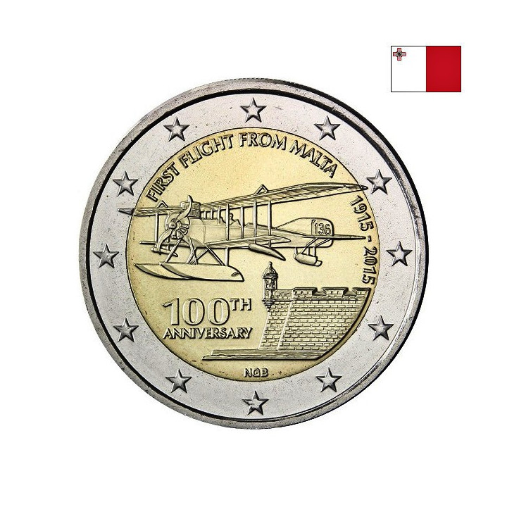 Malta 2 Euro 2015 "First Flight" UNC