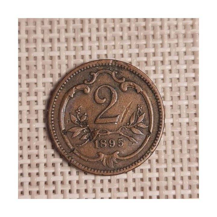 Austria 2 Hellers 1895 KM-2801 VF