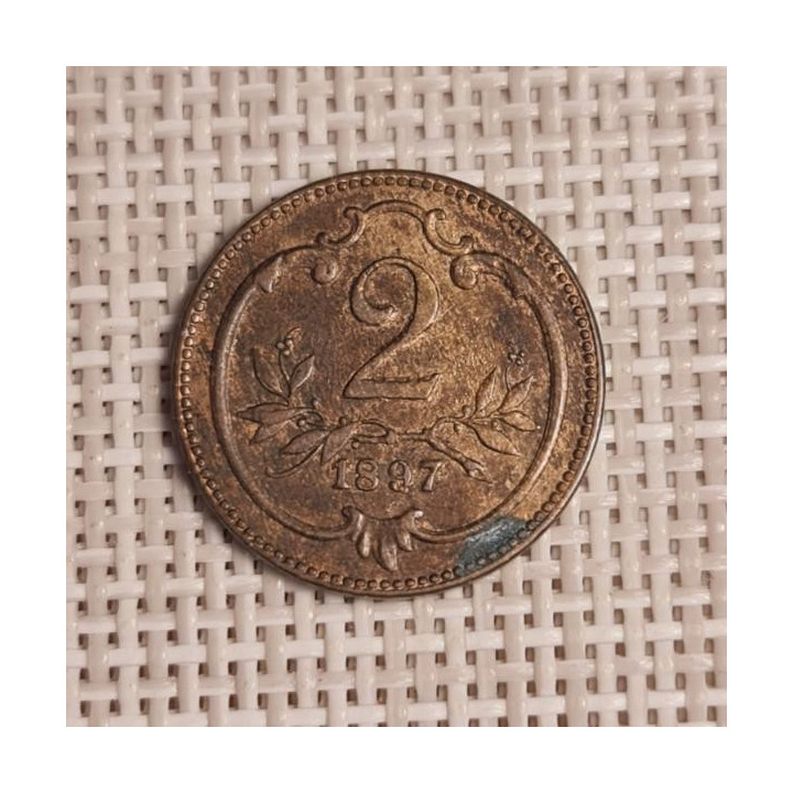 Austria 2 Hellers 1897 KM-2801 VF