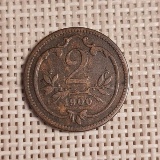 Austria 2 Hellers 1900 KM-2801 VF
