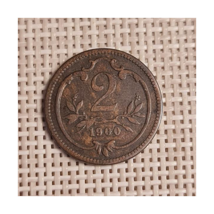 Austria 2 Hellers 1900 KM-2801 VF