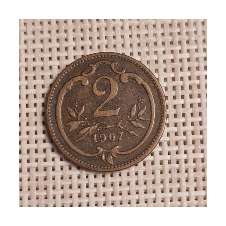 Austria 2 Hellers 1907 KM-2801 VF