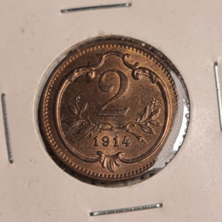 Austria 2 Hellers 1914 KM-2801 UNC
