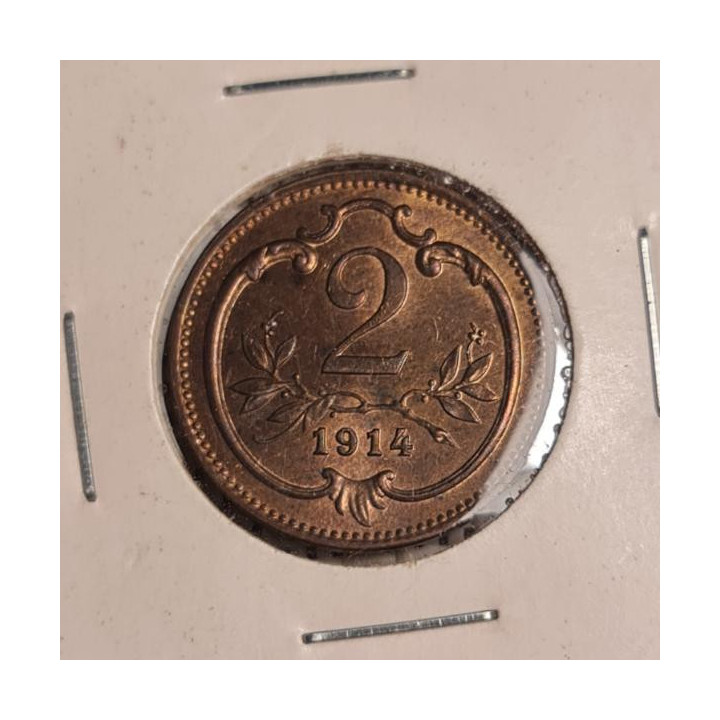 Austria 2 Hellers 1914 KM-2801 UNC