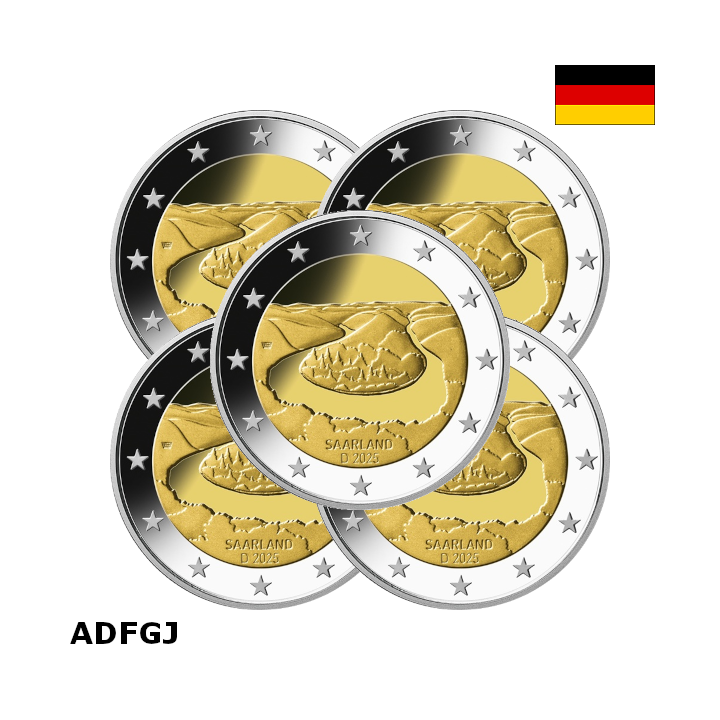 Germany 2 Euro 2025 ADFGJ "Saarland" UNC