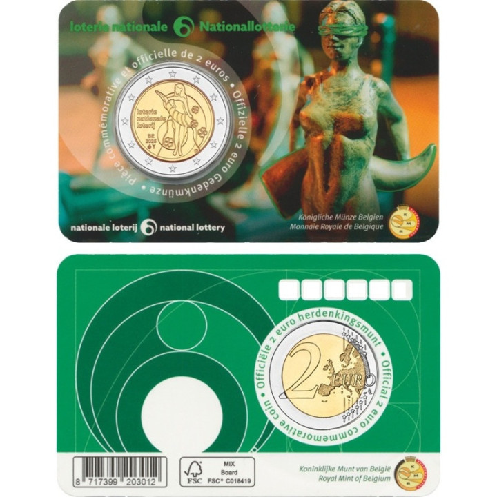 Belgium 2 Euro 2025 "National Lottery" BU (French, Coin Card)