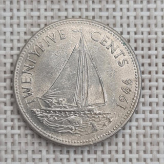 Bahamas 25 Cents 1966 KM-6 VF