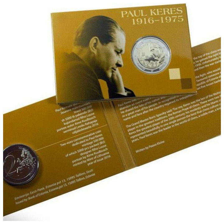 Estonia 2 Euro 2016 "Paul Keres" BU (Coin Card)