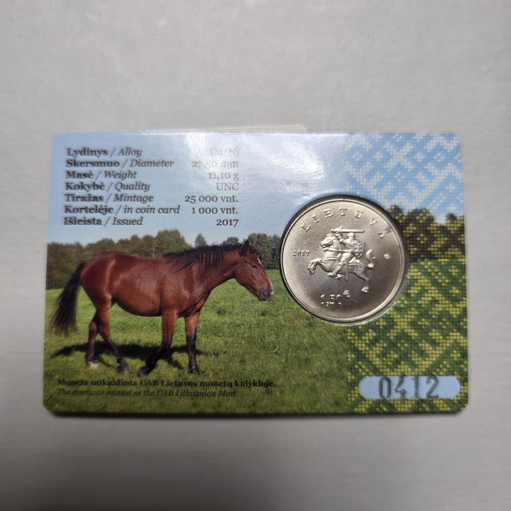 Lithuania 1,50 Euro 2017 "Hound & Horse" UNC Coin Card