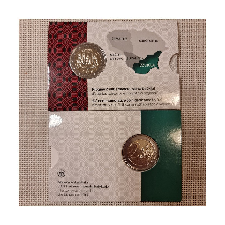 Lithuania 2 Euro 2021 "Dzūkija" BU (Coin Card)